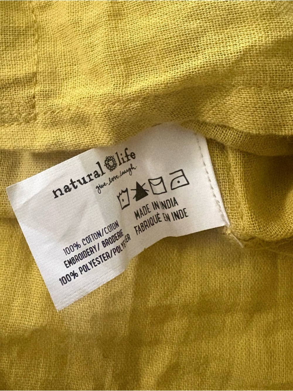 NATURAL LIFE Yellow Embroidered Tassel V-Neck Tunic Size XL - Picture 6 of 6